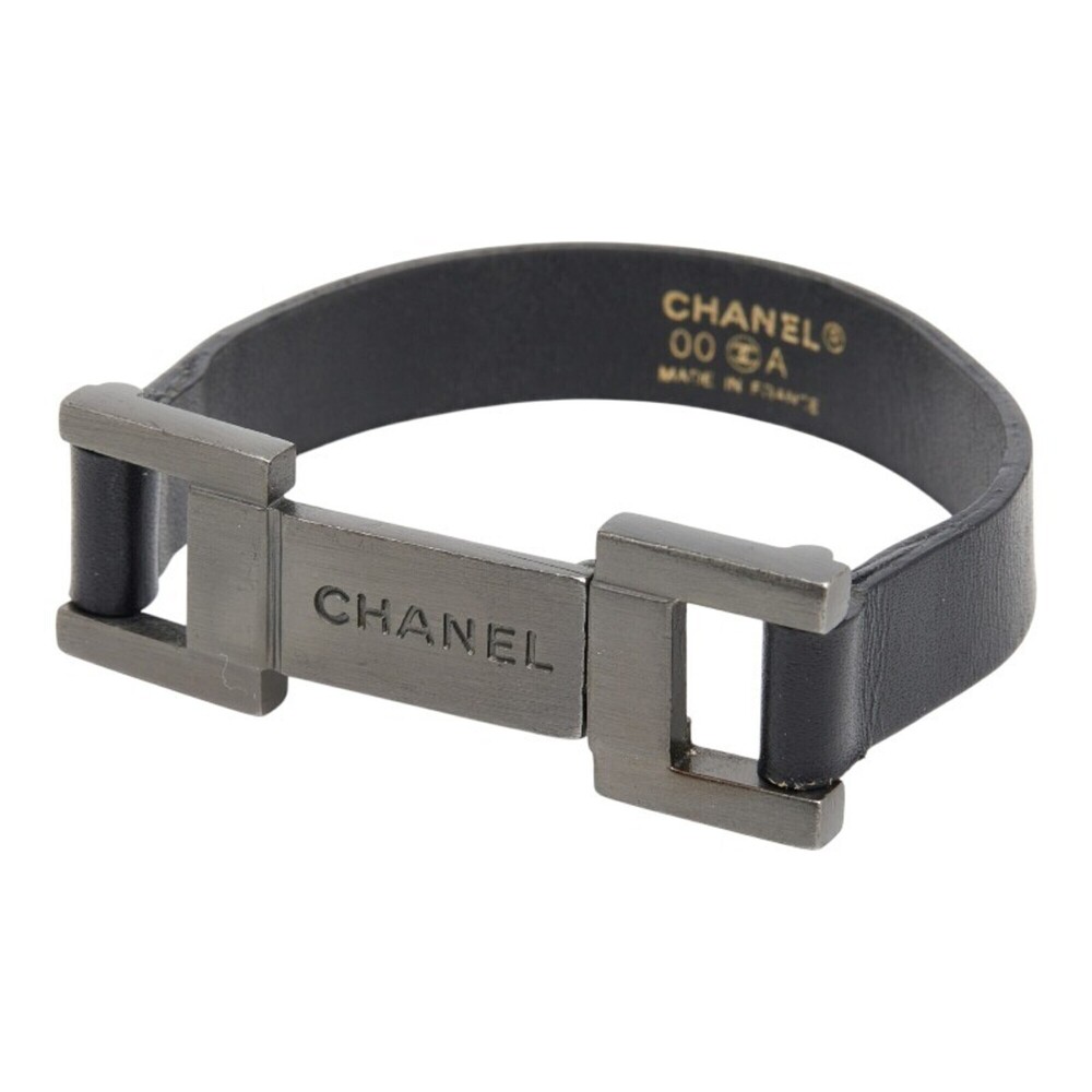 CHANEL Silver Leather Charm Bracelet
